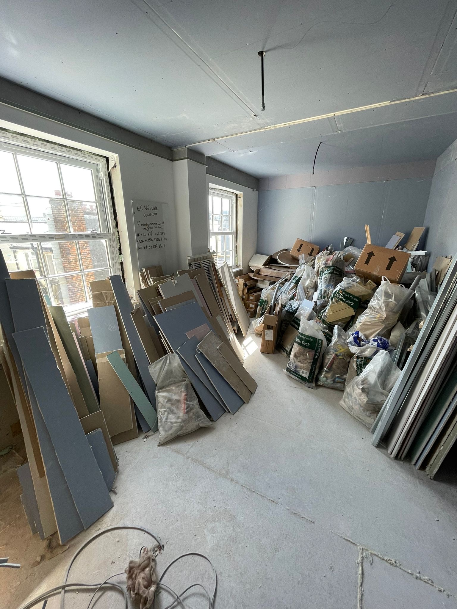 Plasterboard in a building site